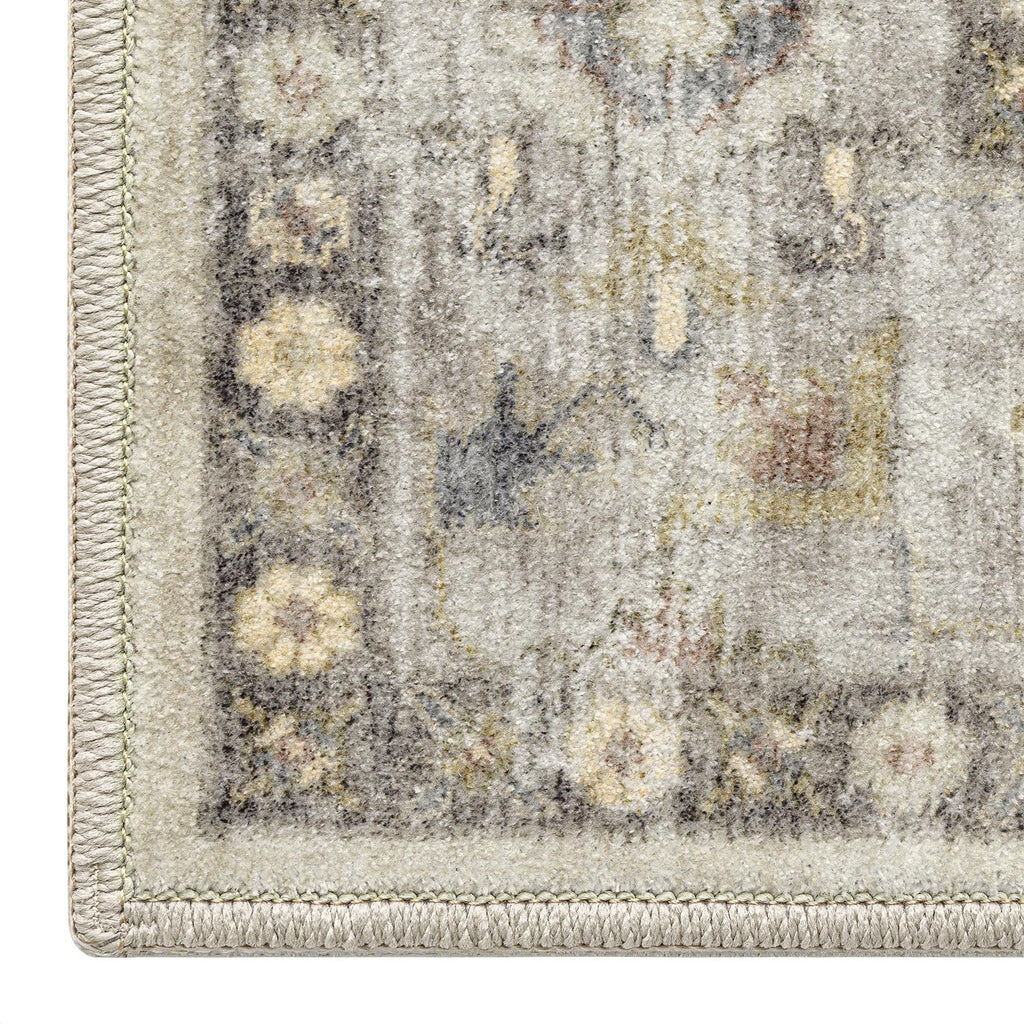 DEXI 4x6 Floral Washable Low Pile Area Rug Non Slip Blue Grey Polyester