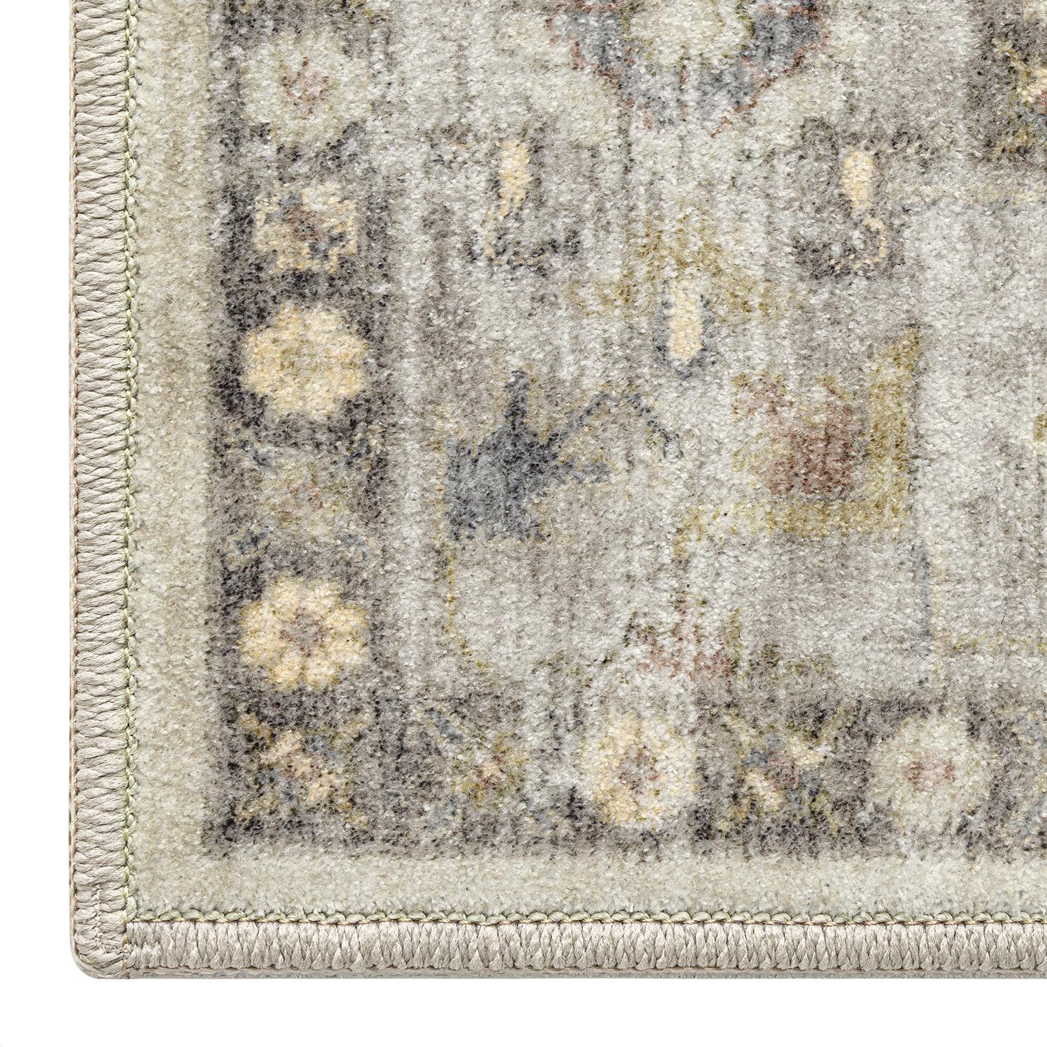 DEXI 4x6 Floral Washable Low Pile Area Rug Non Slip Blue Grey Polyester