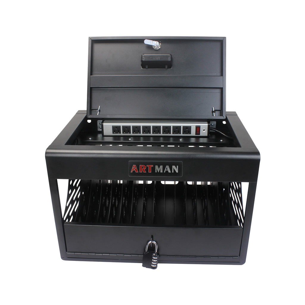 16 Bay Charging Cabinet for Laptop Chromebook Locking Charging Station-BLACK