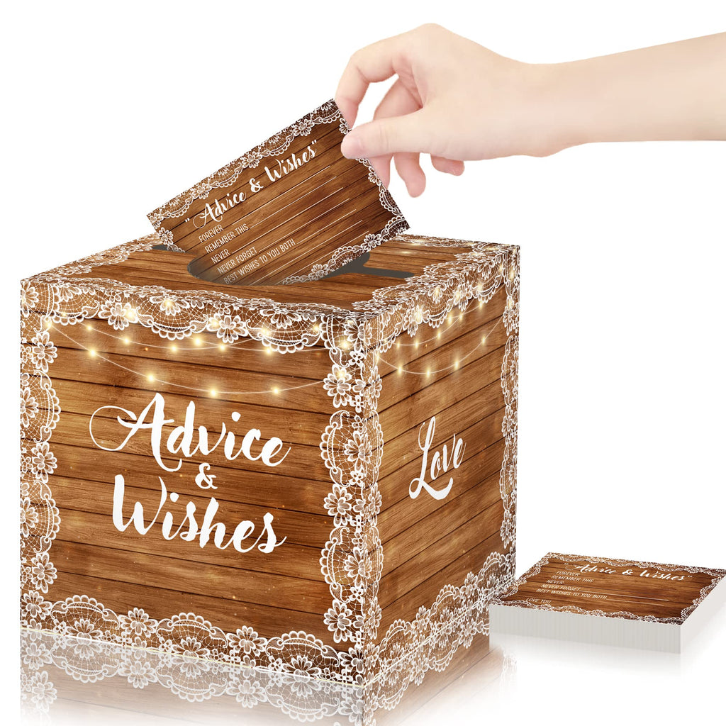 Azbuk Advice and Wishes Bridal Shower Box with 50 Cards Lace Color 001