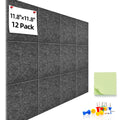 URMMIY Large Cork Board 12 Pack Felt Wall Tiles 47x35in Gray with Push Pins