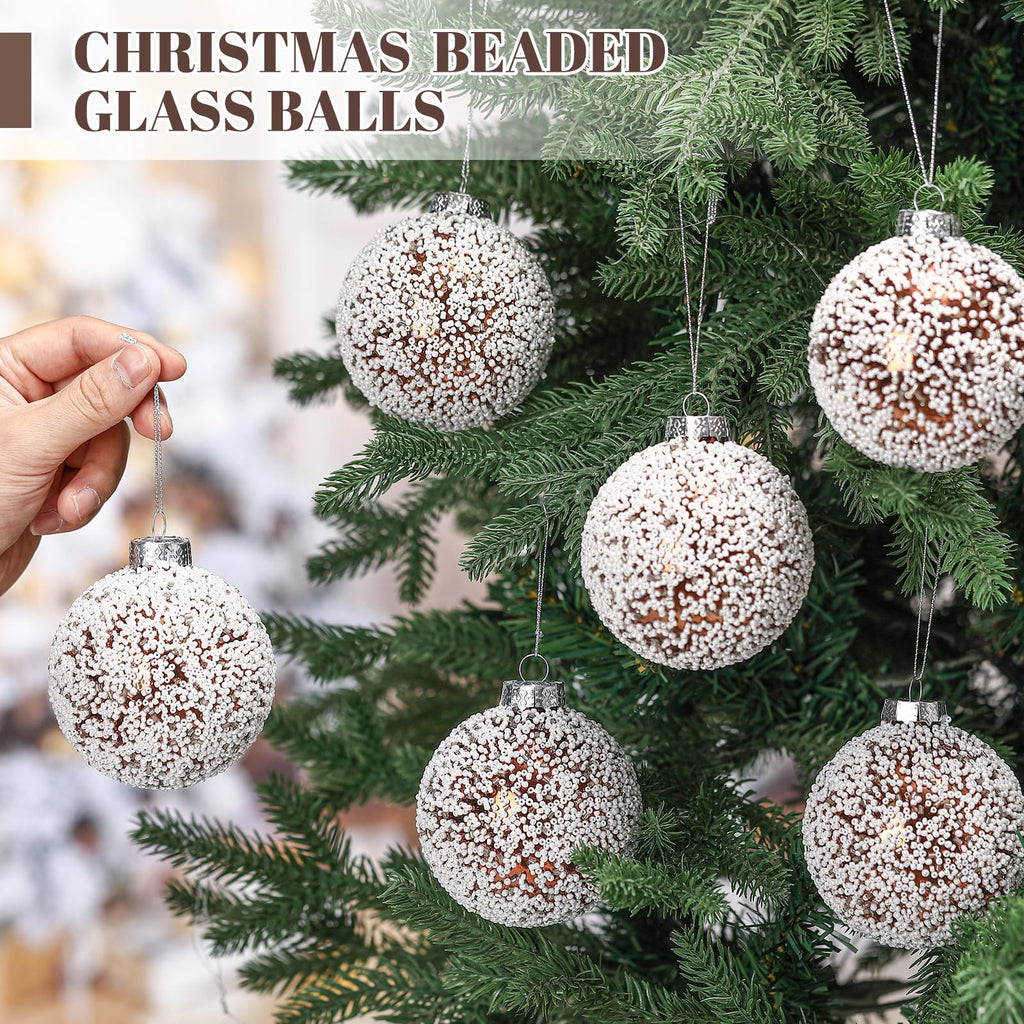 Soulchen 6 Pcs Vintage Metallic Glass Christmas Tree Ornaments 3.15in Brown