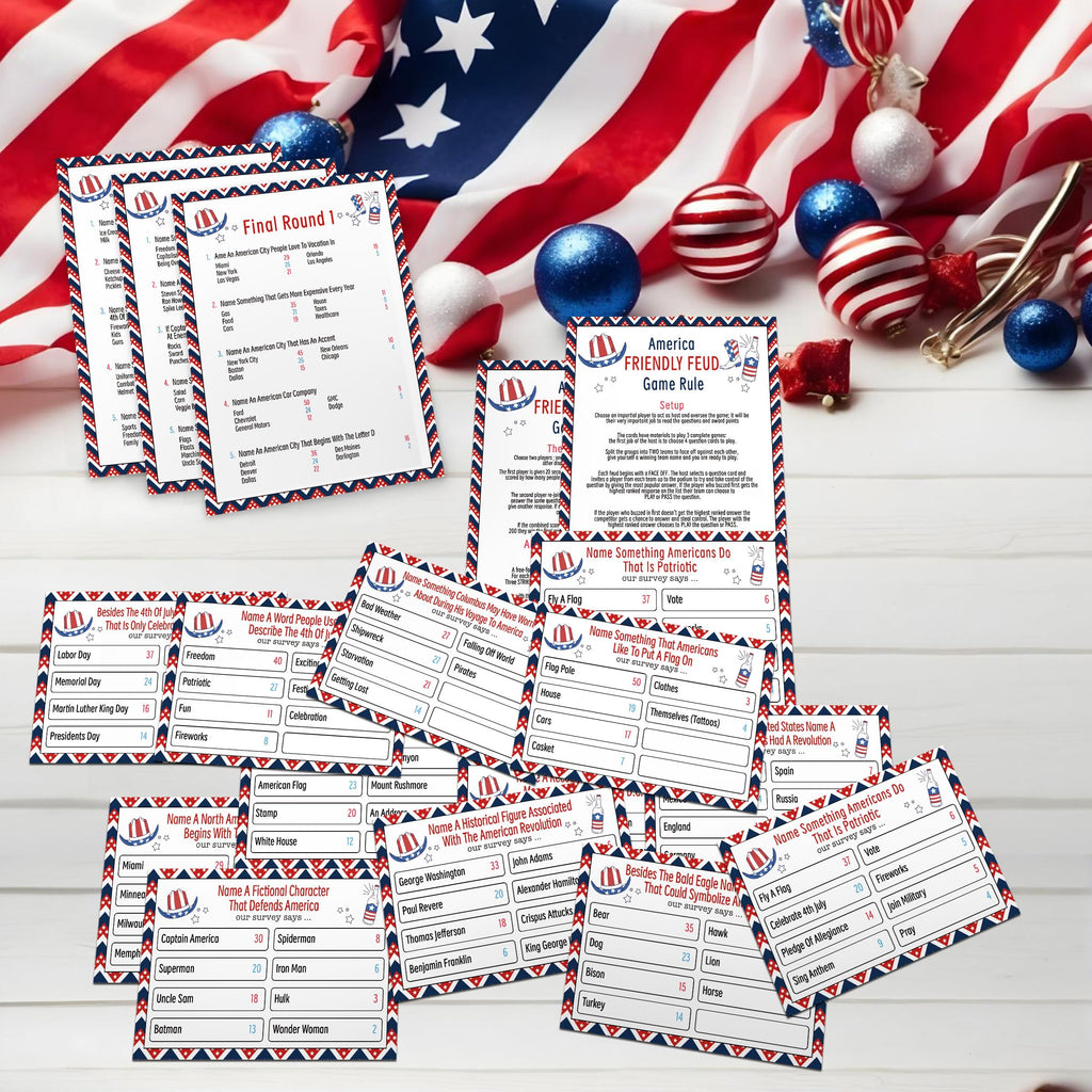 UHADRE 4th of July Family Feud Game Independence Day Trivia Party
