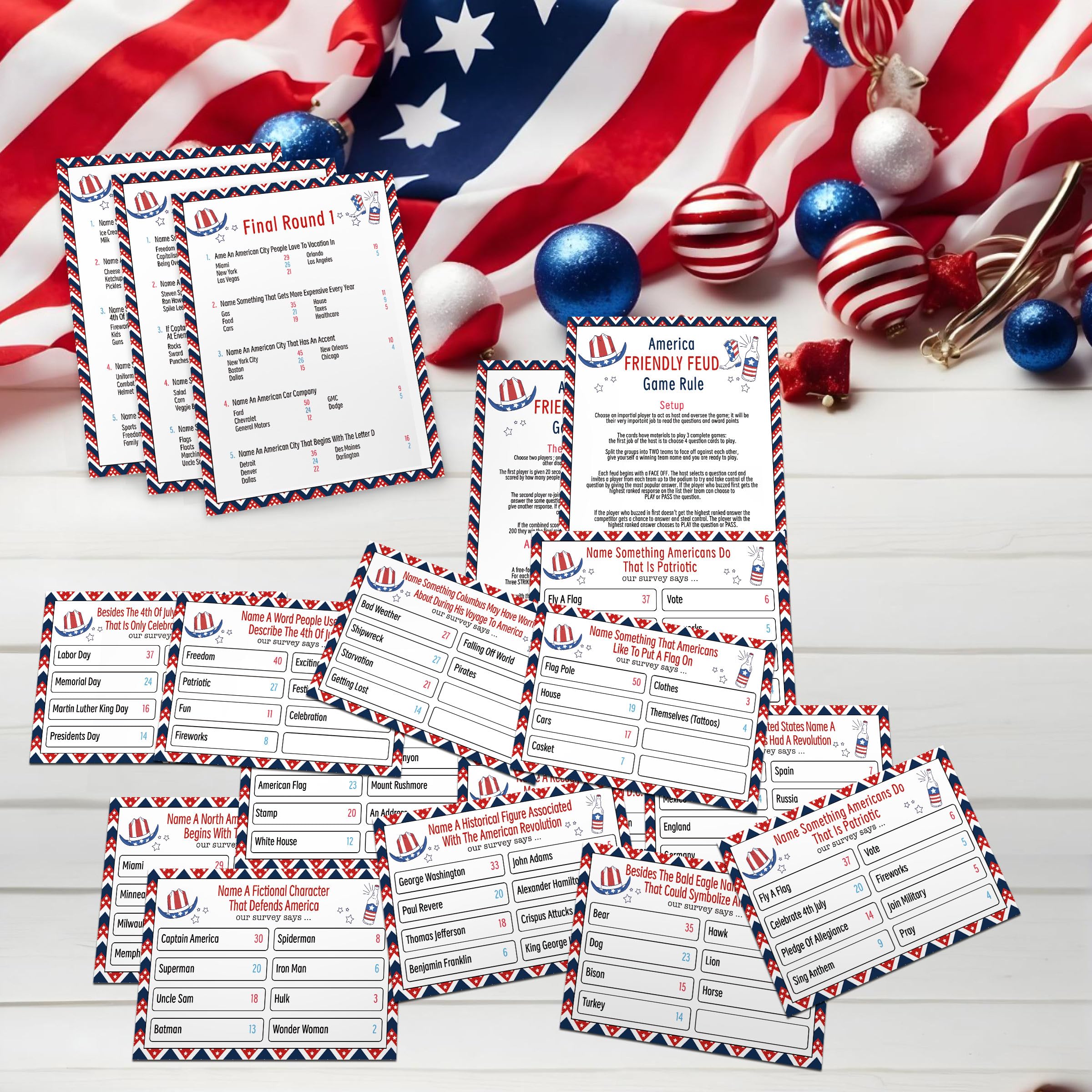 UHADRE 4th of July Family Feud Game Independence Day Trivia Party