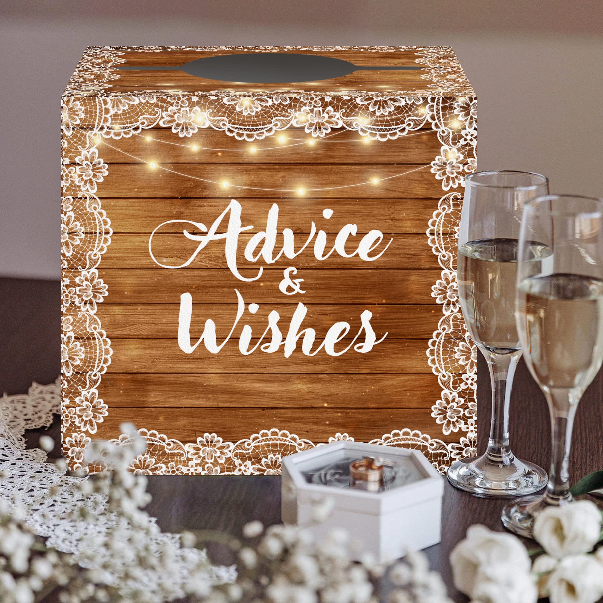 Azbuk Advice and Wishes Bridal Shower Box with 50 Cards Lace Color 001