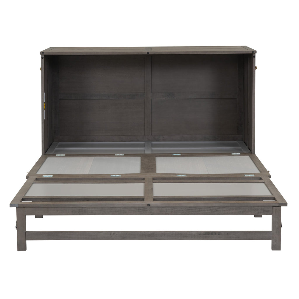 Queen Size Murphy Bed with Built-In Charging Station  Antique Grey