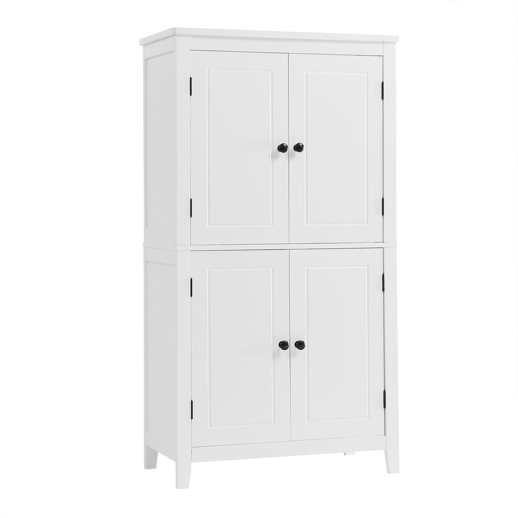 Bathroom floor storage cabinet, bathroom storage unit, 4-door independent cabinet, adjustable shelf, adaptive shelf, white