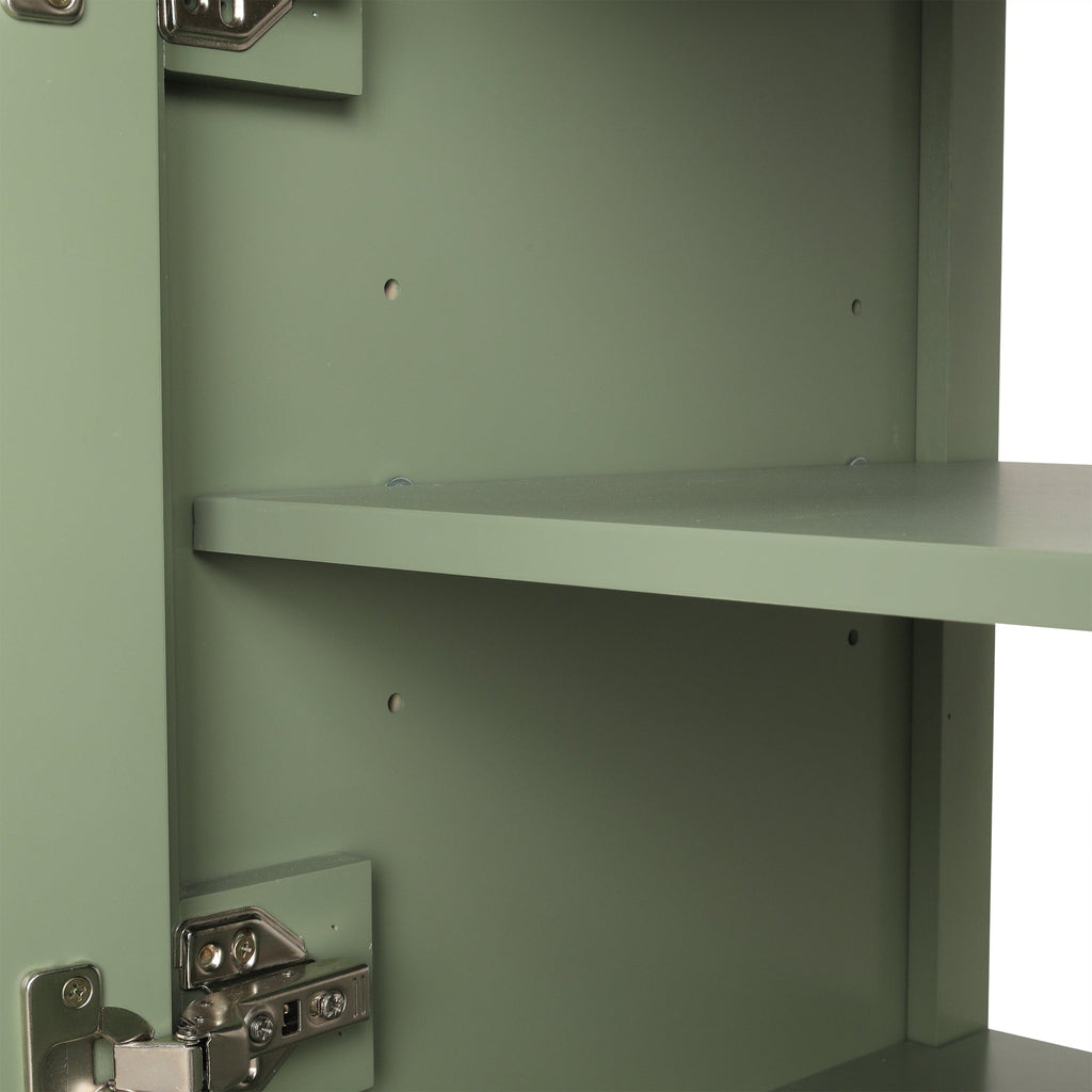 36 inch bathroom vanity with sink, one double door cabinet one large drawer and one flip drawer solid wood and MDF board, green