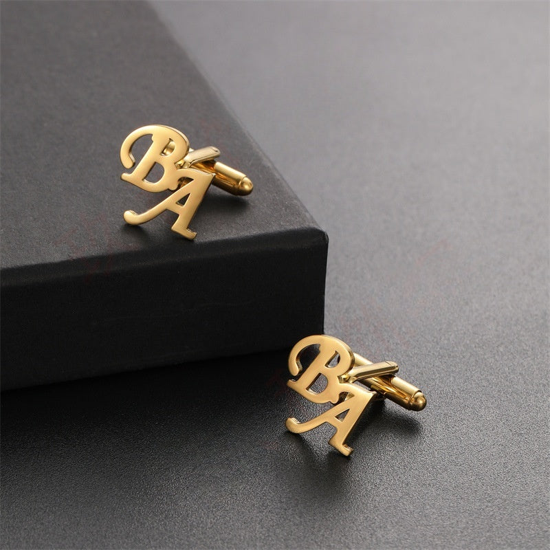 DIY custom French men's cufflinks with English letters cufflinks