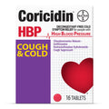 Coricidin HBP Cough & Cold Relief, Decongestant-Free Tablets, 16 ct