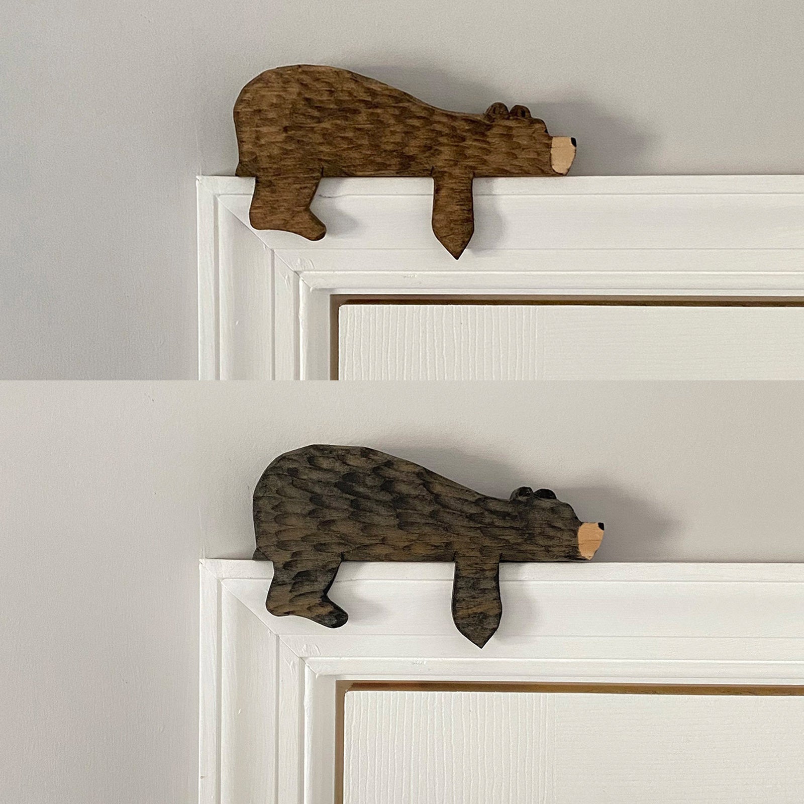 Interesting animal brown bear room door top wooden decoration home creative door frame decoration ornaments