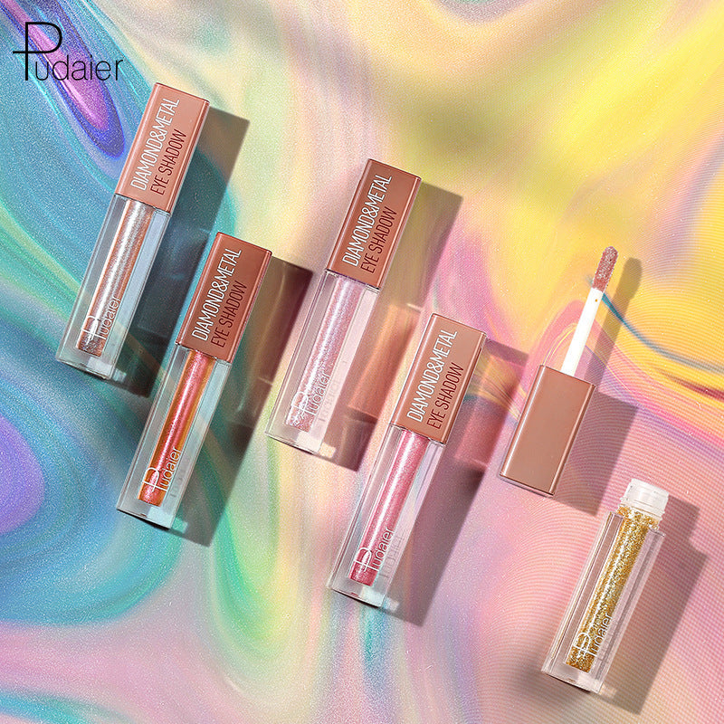 Pudaier Star Diamond Yaojin Liquid Eye Shadow Lying Silkworm Brightens Polarized Mermaid Ji Metal Eye Shadow Liquid