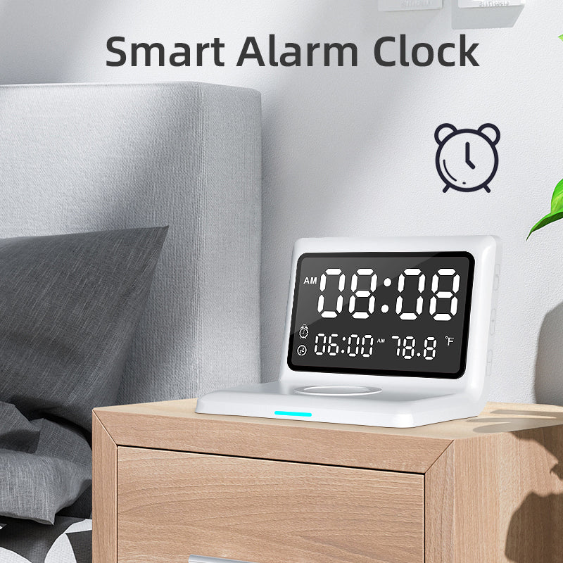 Alarm Clock Wireless Charger For Apple Wireless Fast Charging Multi-Function 3-In-1 Mobile Phone Wireless Charging