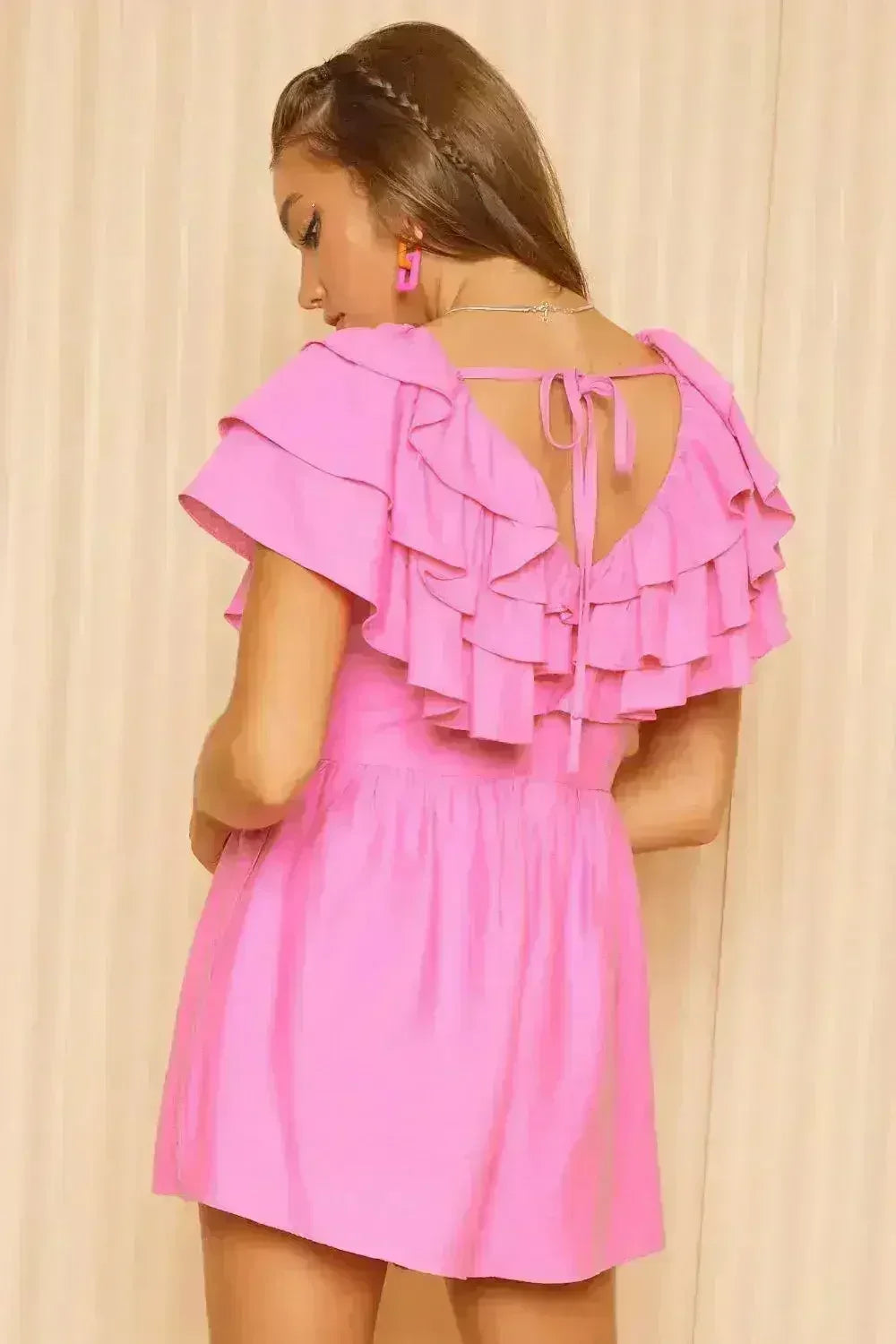 Idem Ditto Ruffled Layered Tie Back Romper