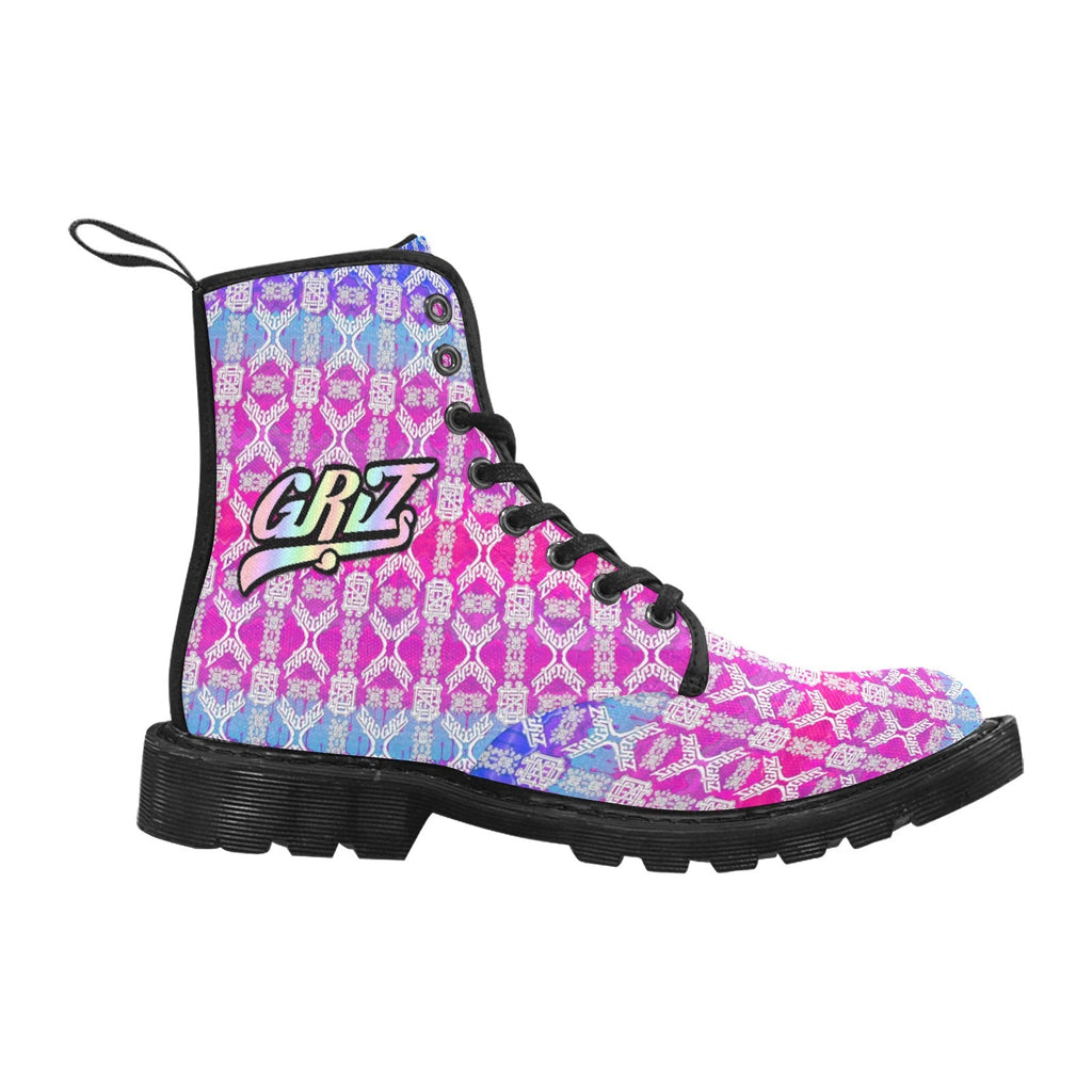 EDM Artist Logos Women's Lace Up Canvas Boots No-Slip Shoes for Hiking Camping Festivals