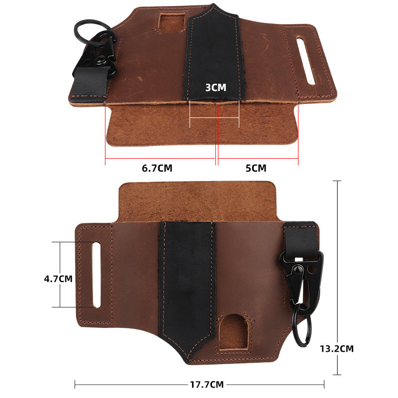 GEBWOLF New Outdoor EDC Tactical Pocket Leather Multi-Function Knife Case Portable EDC Tool Leather Case Bag