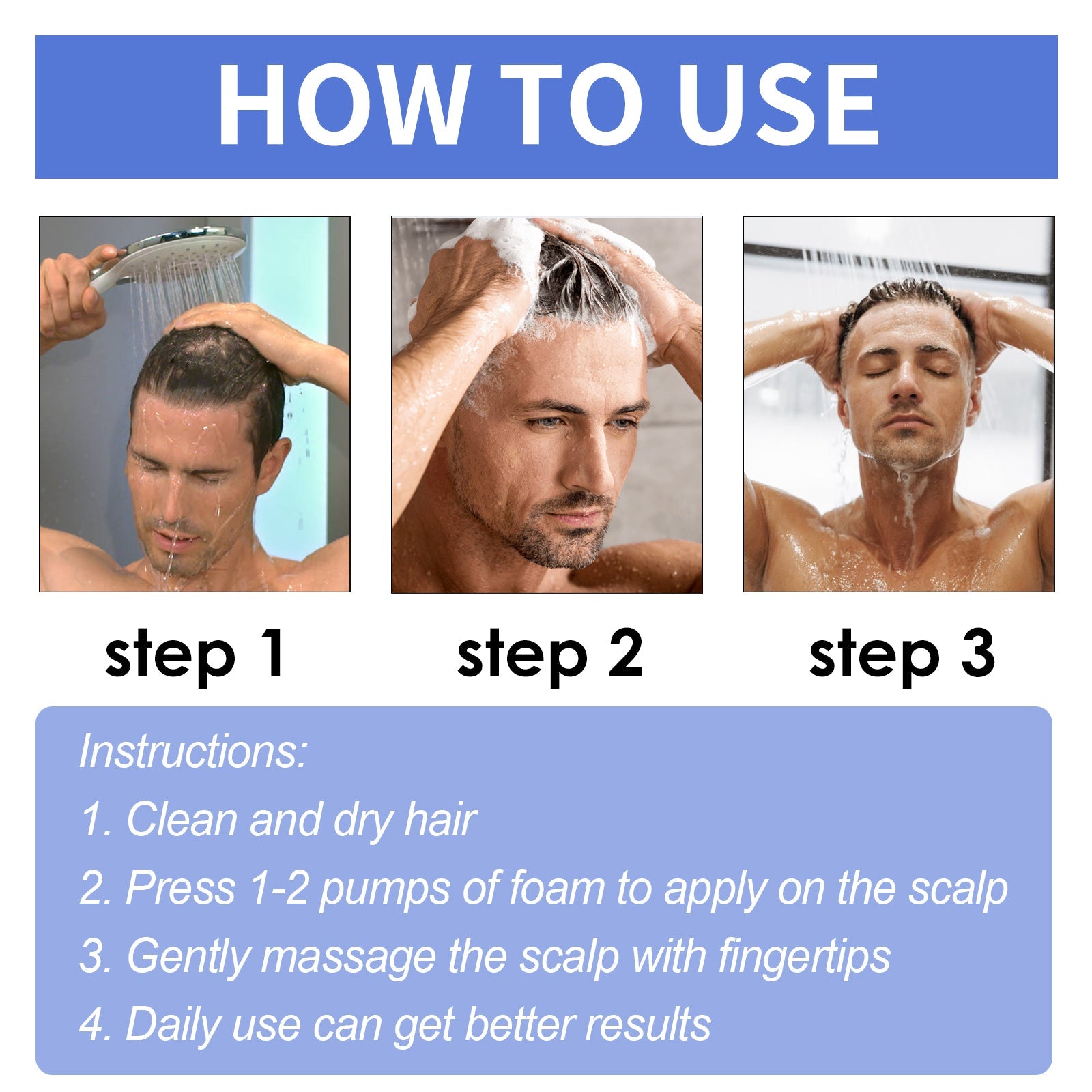Men's Dense Hair Foam Mousse, Clean Repair Hair Root, Dense And Moisturizing Hair Mousse