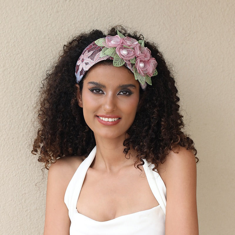 Fashionable handmade fabric exaggerated flower headwear