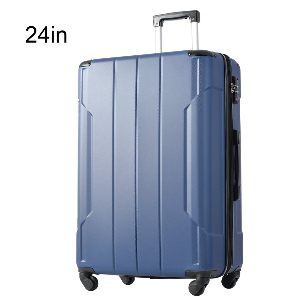 Hardshell Luggage Spinner Suitcase with TSA Lock Lightweight Expandable 24'' (Single Luggage) Blue + ABS + 24 Inch