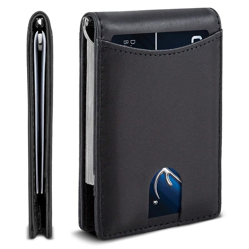 Carbon fiber pattern fashion dollar clip men's wallet short 2-fold ultra-thin anti-theft brush men's wallet