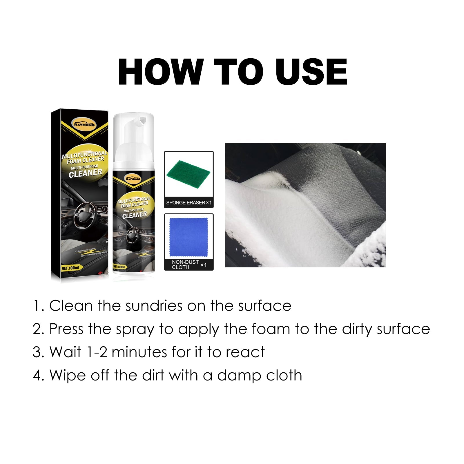 Car Interior Cleaner, Interior Instrument Panel Cleaning Maintenance Polishing Refurbished Multi-Functional Cleaner