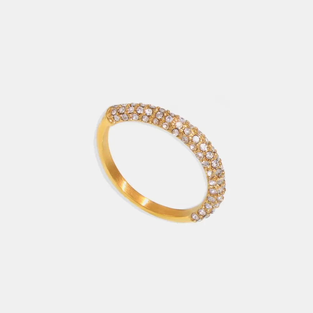 Zircon Light Luxury Ring Stainless Steel PVD Plated Finger Ring Jewelry
