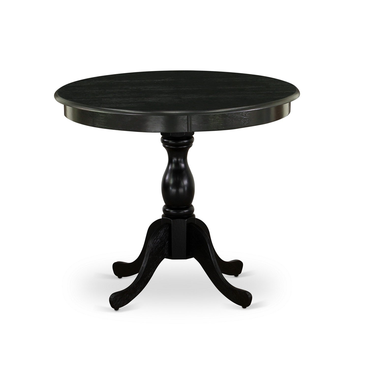EAST WEST FURNITURE - AMVA3-BLK-C - 3-Pc Modern Dining Table Set- 2 Wood Dining Chair and Dining Room Table - Linen Fabric Seat and Slatted Chair Back (Black Finish)