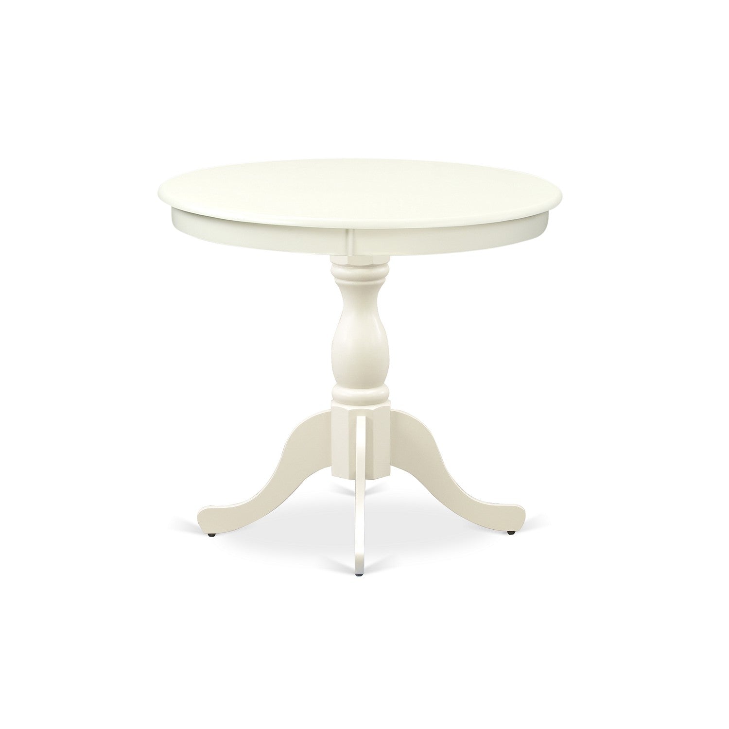 EAST WEST FURNITURE - AMVA5-LWH-W - 5-Pc Dinette Set- 4 dining room chairs and Modern dining room table - Wooden Seat and Slatted Chair Back (linen white Finish)