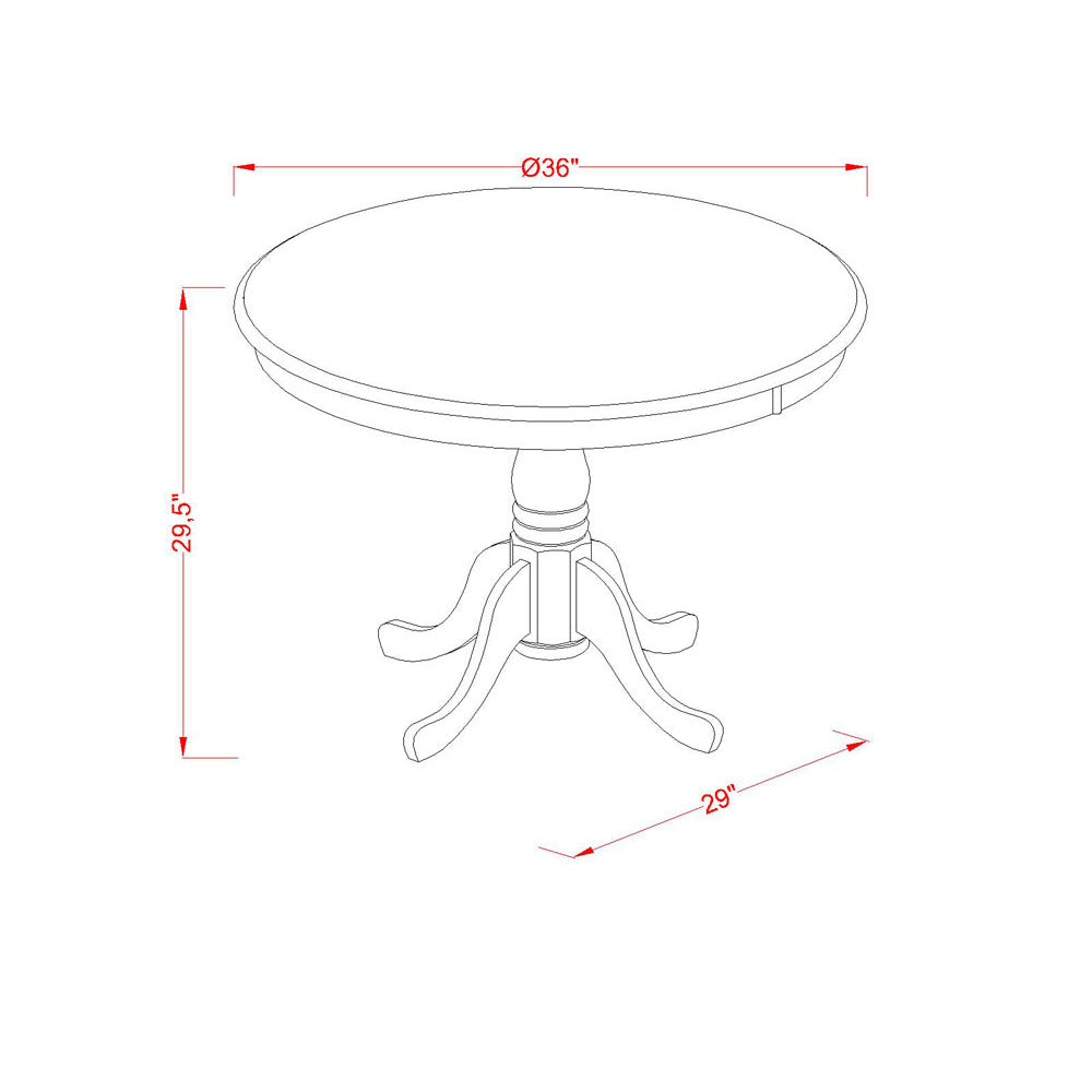EAST WEST FURNITURE - AMVA3-LWH-W - 3-Pc Dining Room Table Set- 2 Dining Room Chair and Dining Table - Wooden Seat and Slatted Chair Back (linen white Finish)