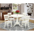 EAST WEST FURNITURE - ANVA5-LWH-C - 5-Piece Dining Table Set- 4 dining room chairs and Wooden Dining Table - Linen Fabric Seat and Slatted Chair Back (linen white Finish)