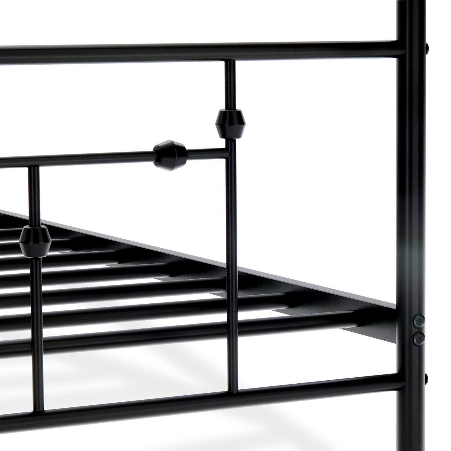EAST WEST FURNITURE - ATQCBLK - Anniston Canopy Bed with Deluxe Style Headboard and Footboard - Luxurious Metal Frame in Powder Coating Black