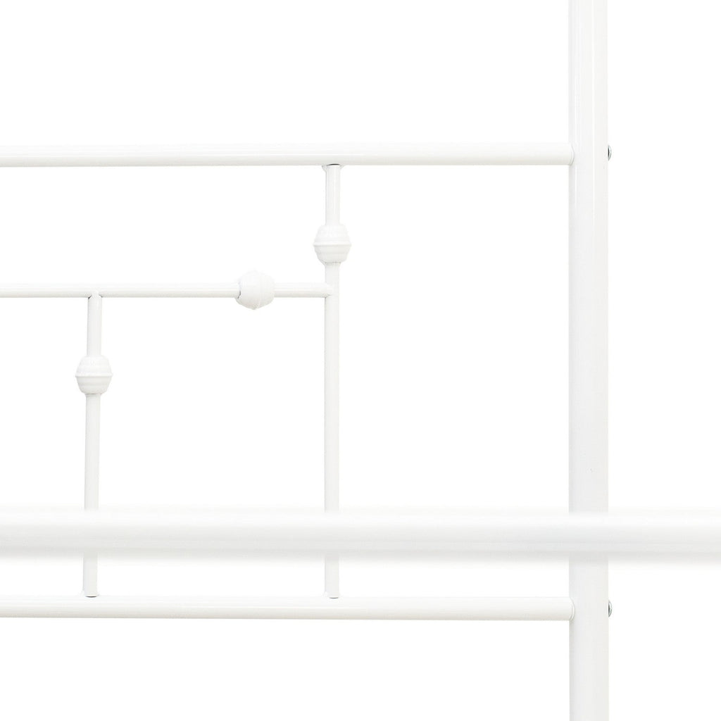 EAST WEST FURNITURE - ATQCWHI - Anniston Queen Bed with Luxurious Style Headboard and Footboard - Canopy Metal Frame in Powder Coating Linen white