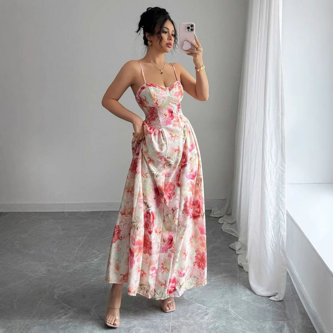Cross-borderNew Spring and Summer Strapless Shoulder-baring Women's Fashion Fairy Long Elegant Evening Dress