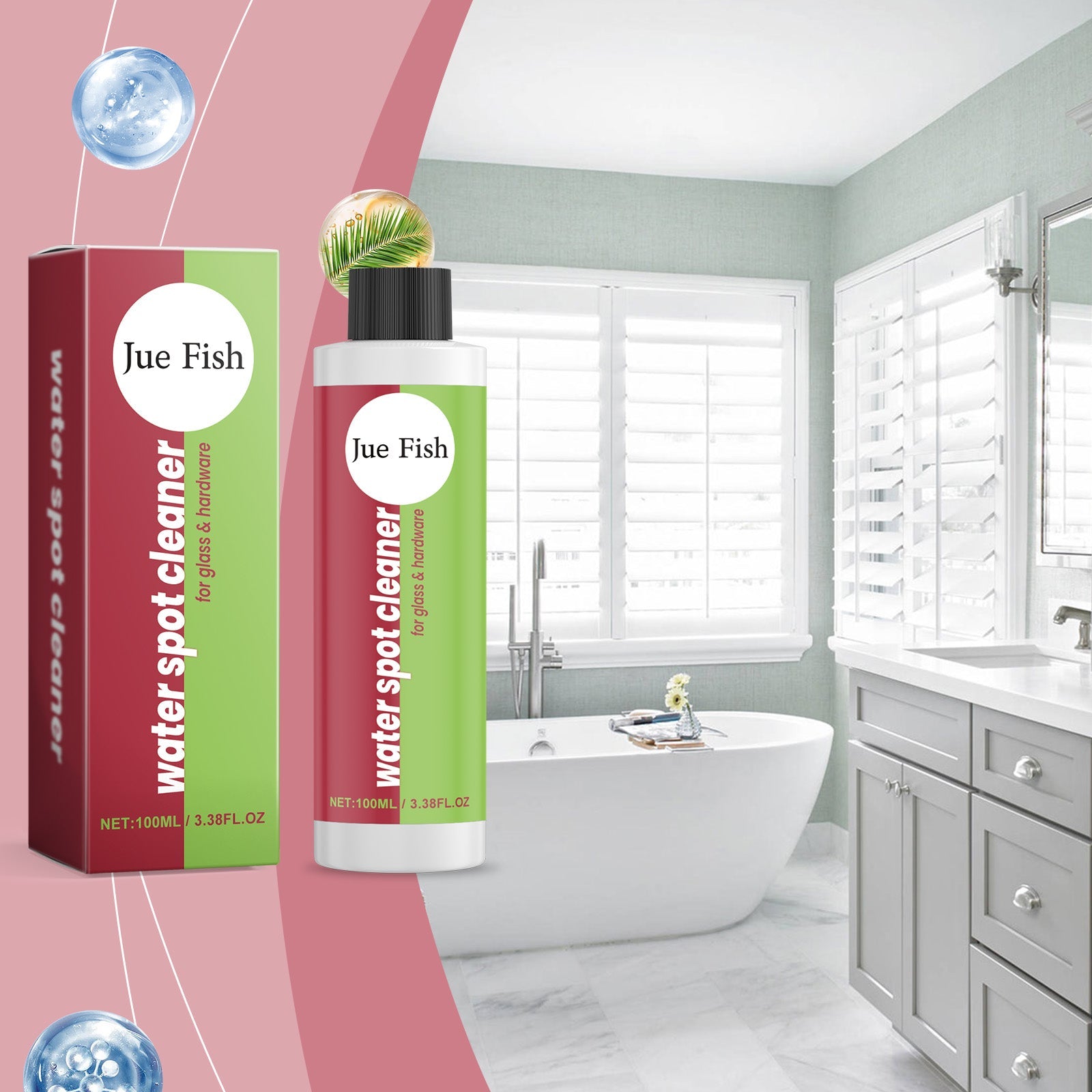 Bathroom Water Stain Remover, Bathroom Glass Door Bathtub Tile Stain Scale Cleaning Cleaner