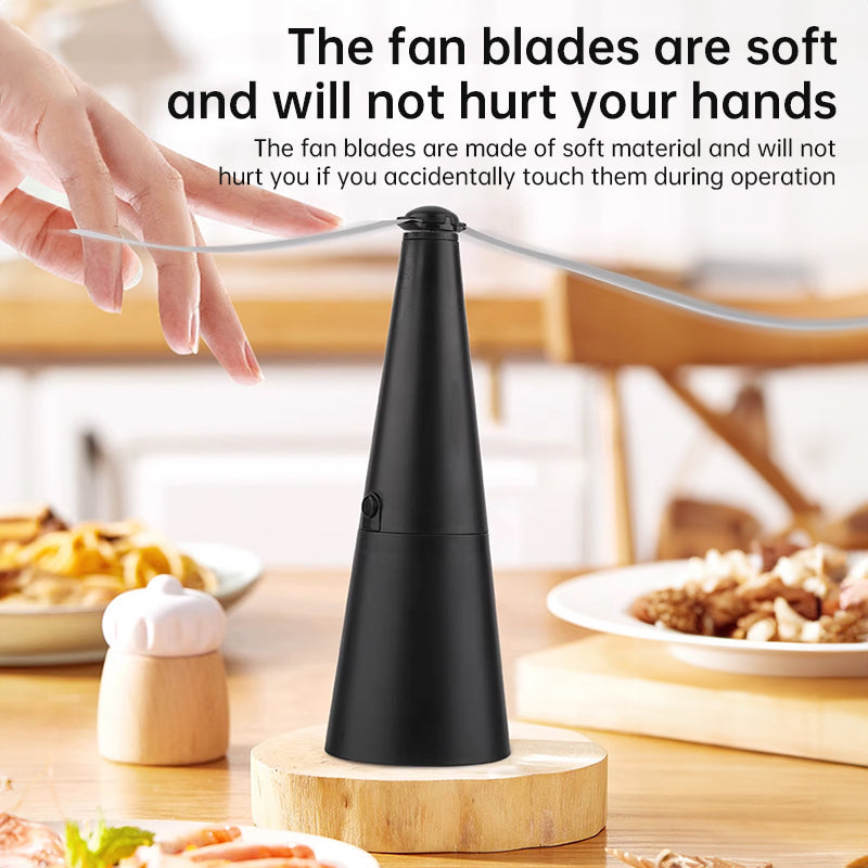 Portable fly fans, tabletop fly killers. Keep flies and insects away from food, for outdoor kitchens and restaurants. 2 units.