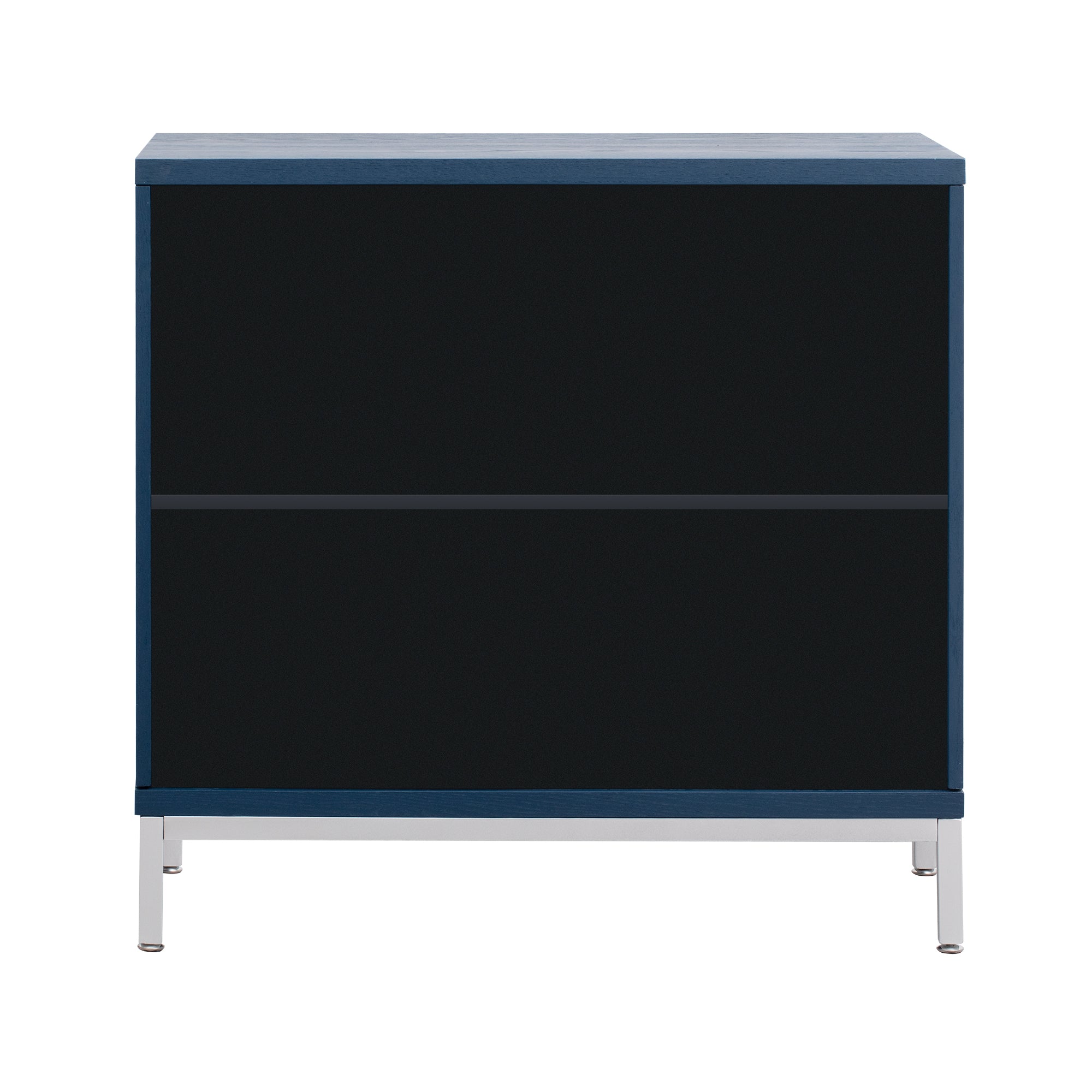 Simple Storage Cabinet Accent Cabinet with Solid Wood Veneer and Metal Leg Frame for Living Room, Entryway, Dining Room (Navy)