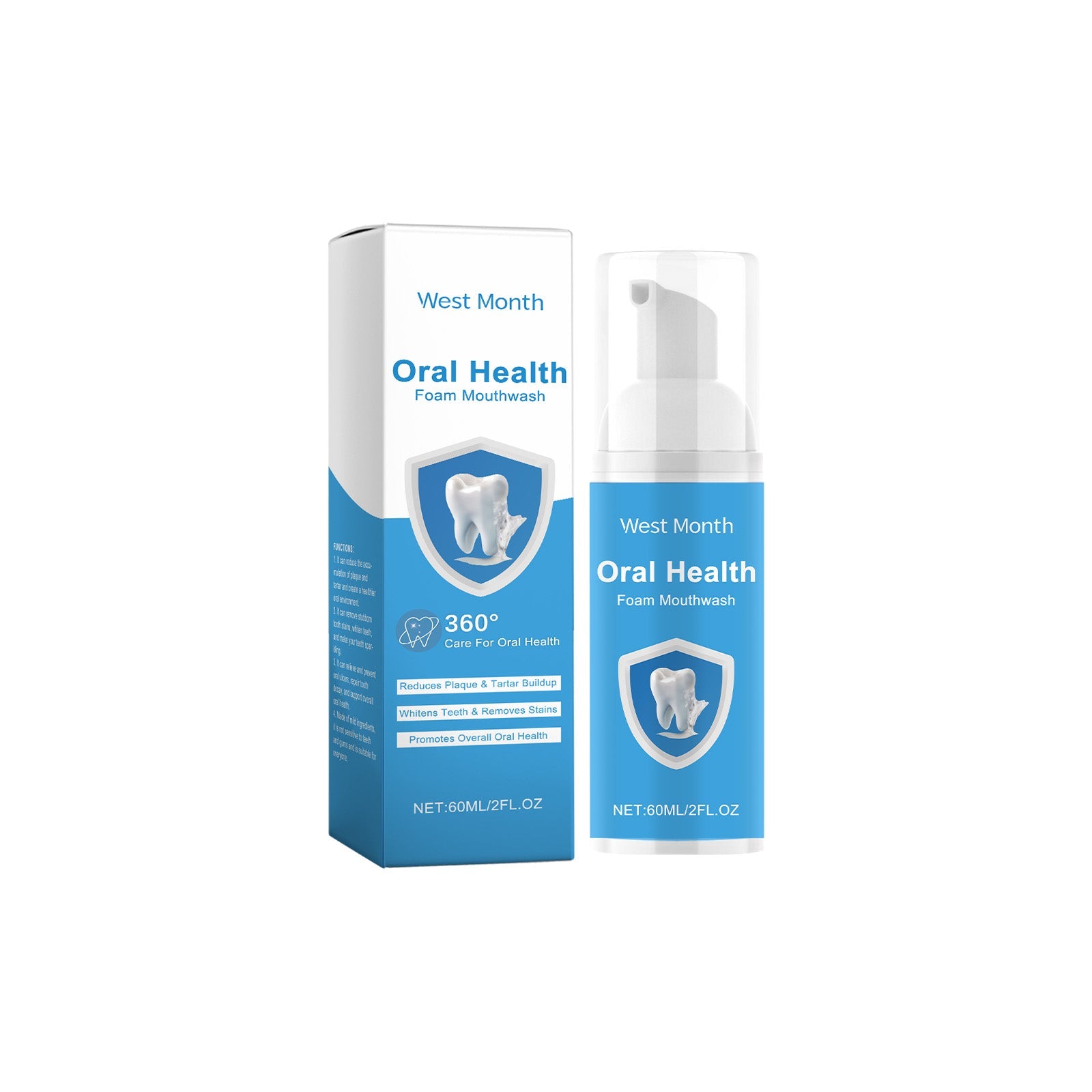 Foaming Mouthwash, Gentle Ingredients Clean Teeth Stains Remove Odors Fresh Mouthwash