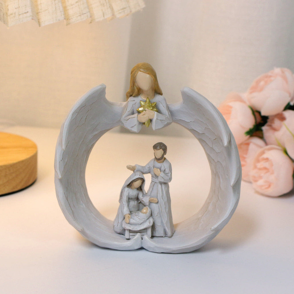 Nordic Creative Angel Family Sculpture Decoration Home Living Room Bookcase Decoration Crafts Resin Statue Ornament