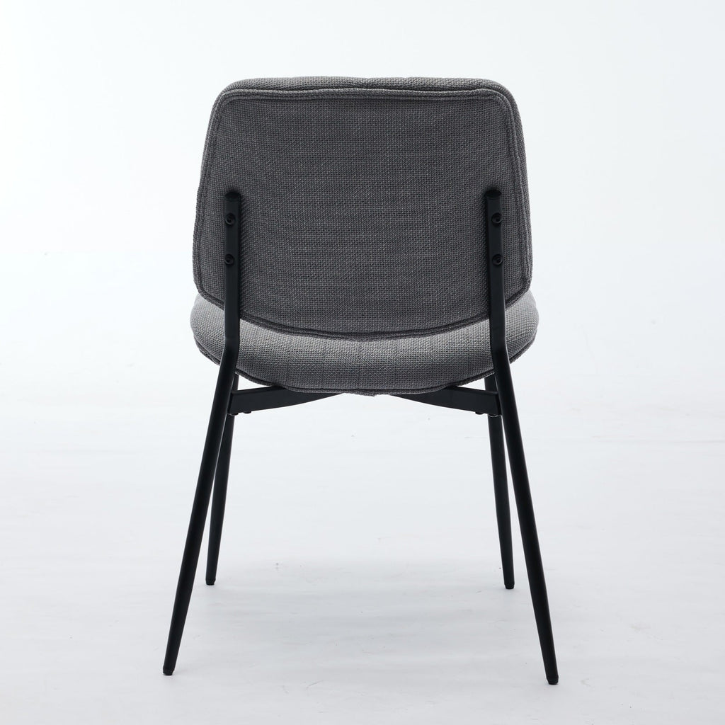 2-piece retro linen chair set with curved wooden backrest, cushioned seat, adjustable metal legs, (gray linen)