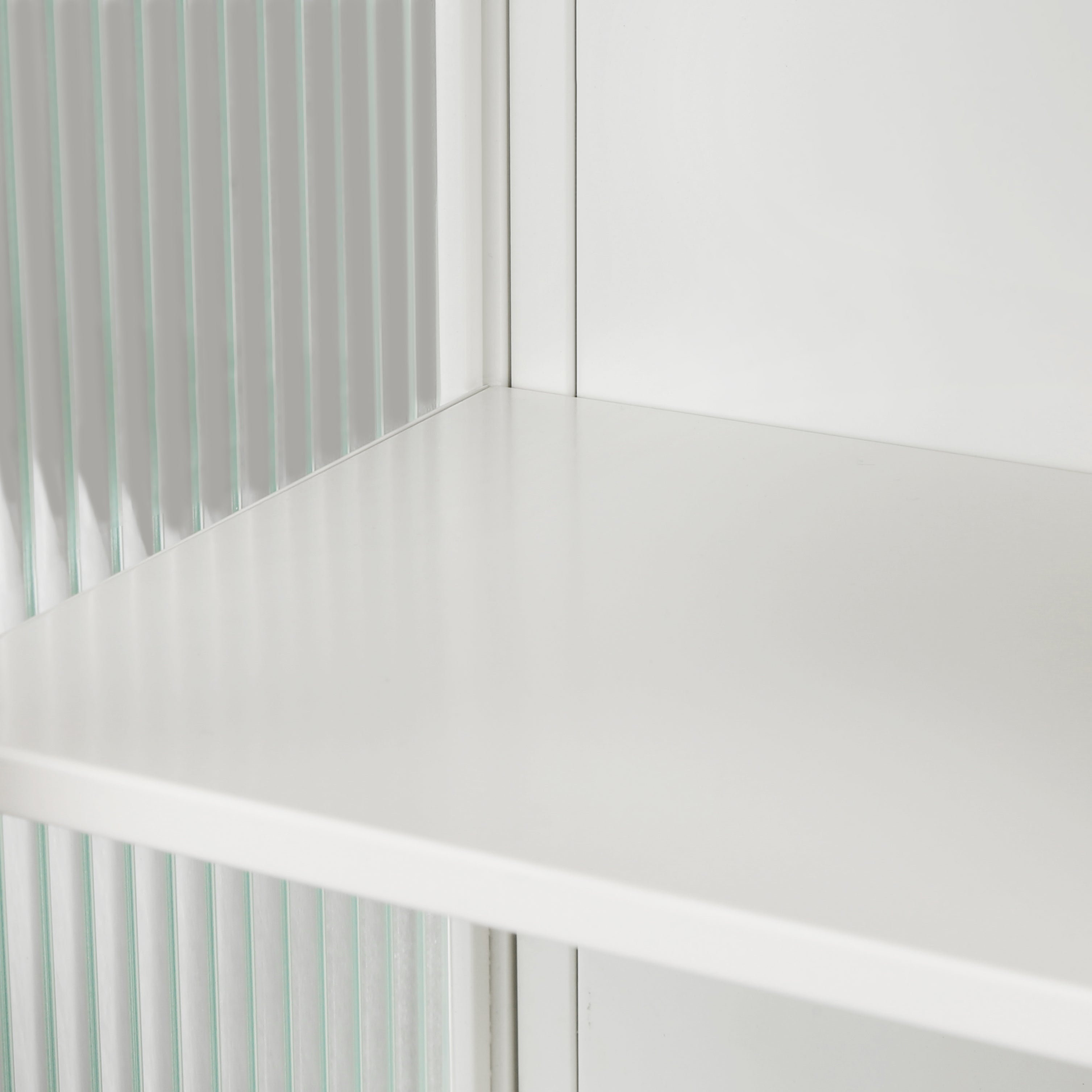 23.62"Glass Doors Modern Two-door Wall Cabinet with Featuring Two-tier Enclosed Storage an Open Shelf and Towel Rack