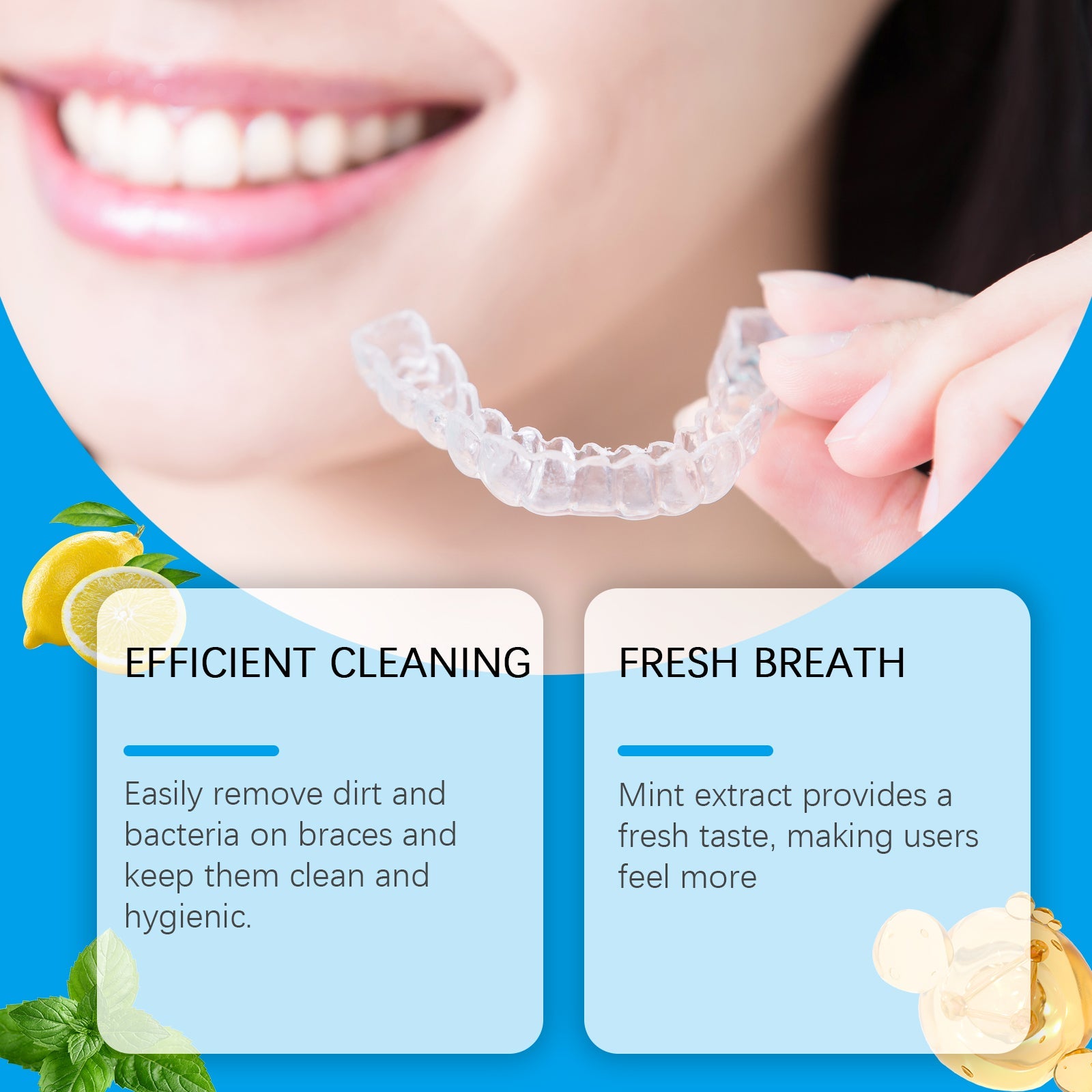 Denture Cleaner Spray, Denture Cleaner Cosmetic Teeth Denture Cleaner Spray Portable