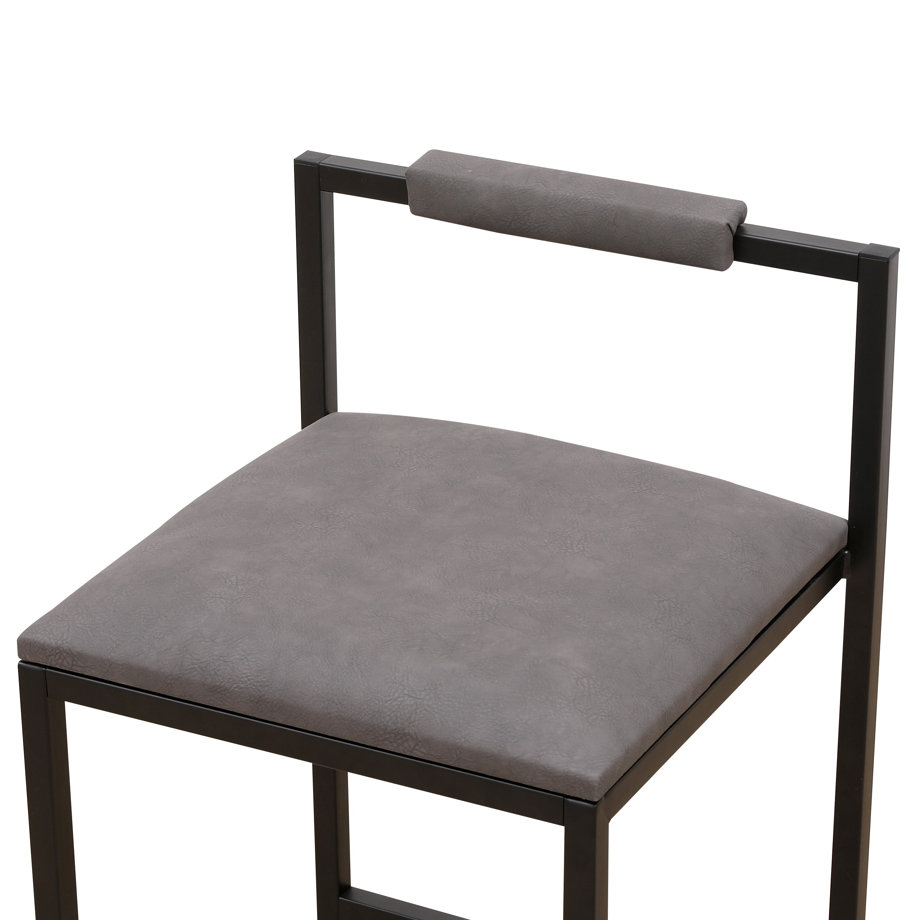 Set of 2 Counter Height Barstools Kitchen Island Stools (Gray with Back)