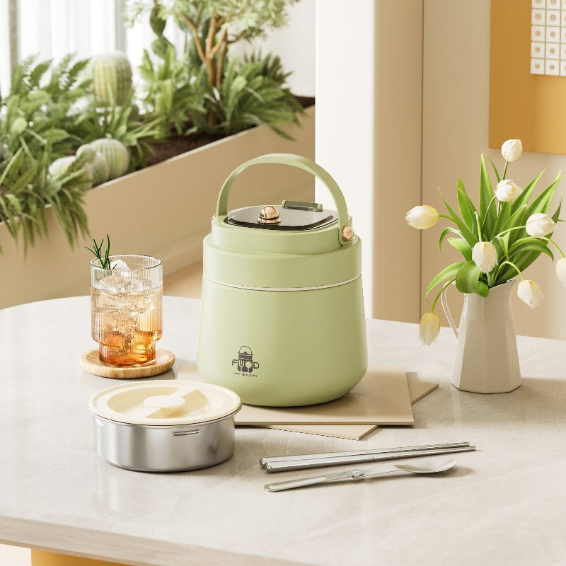 Adults Stainless Steel Insulated Lunch Box With Spoon And Fork, Insulated Bag, Leak-Proof, Keeps Food Warm