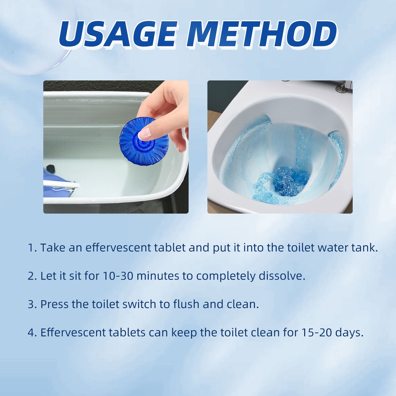 Automatic Toilet Bowl Cleaner, Household Descaling Deodorizing Deodorizing Odors Fresh Toilet Cleaning Block