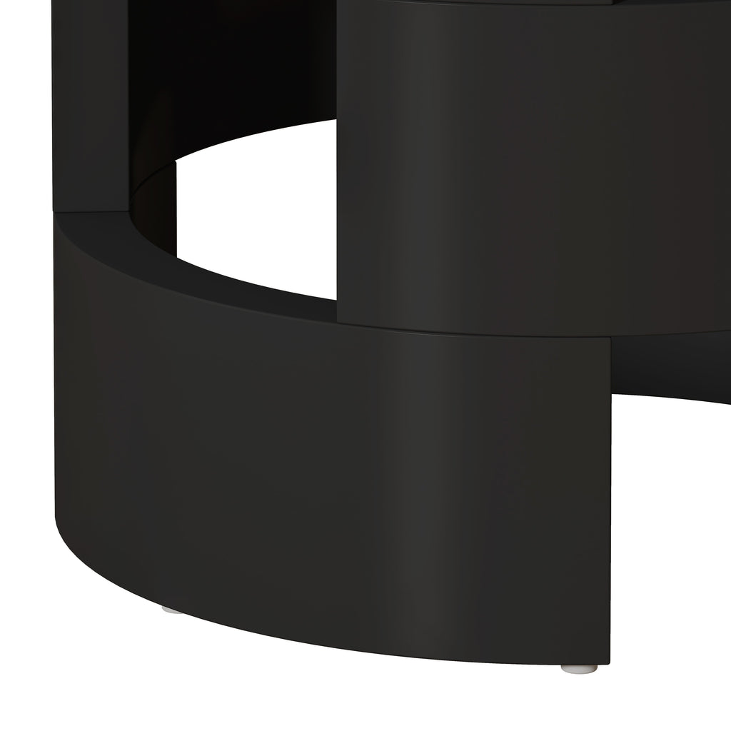 42.12"Modern Round Dining Table with Printed Black Marble Table Top for Dining Room