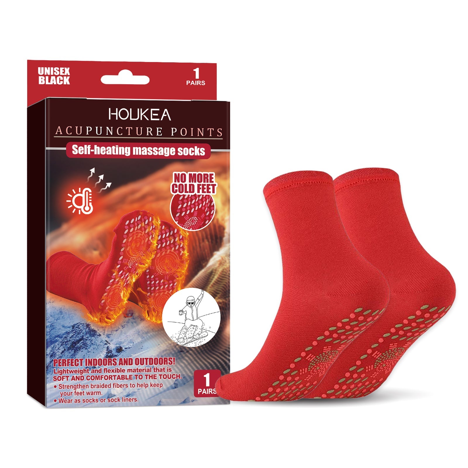 Self-Heating Massage Socks, Winter Outdoor Sports Wind And Cold Foot Care Massage Socks