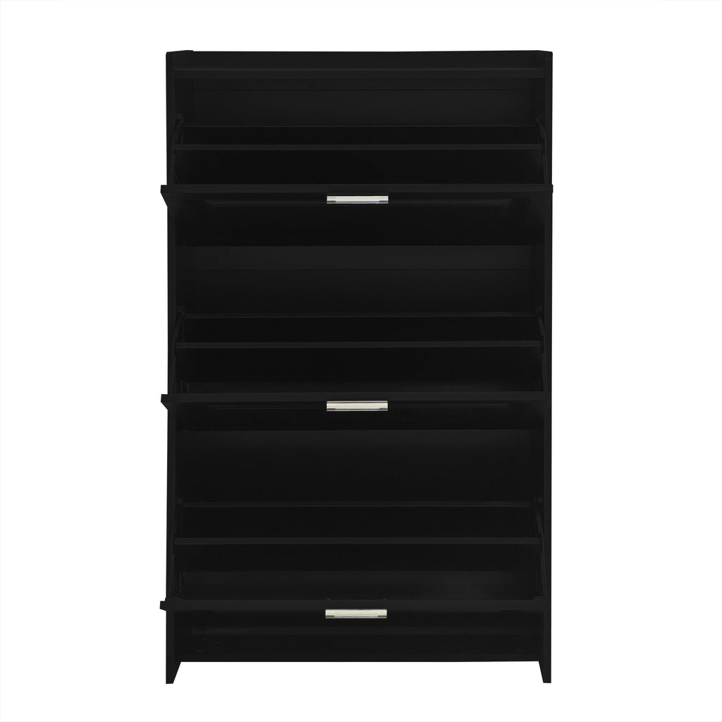U-Can Shoe Storage Cabinet for Entryway with 3 Flip Drawers, Modern Shoe Organizer Cabinet, Free Standing Shoe Rack Black
