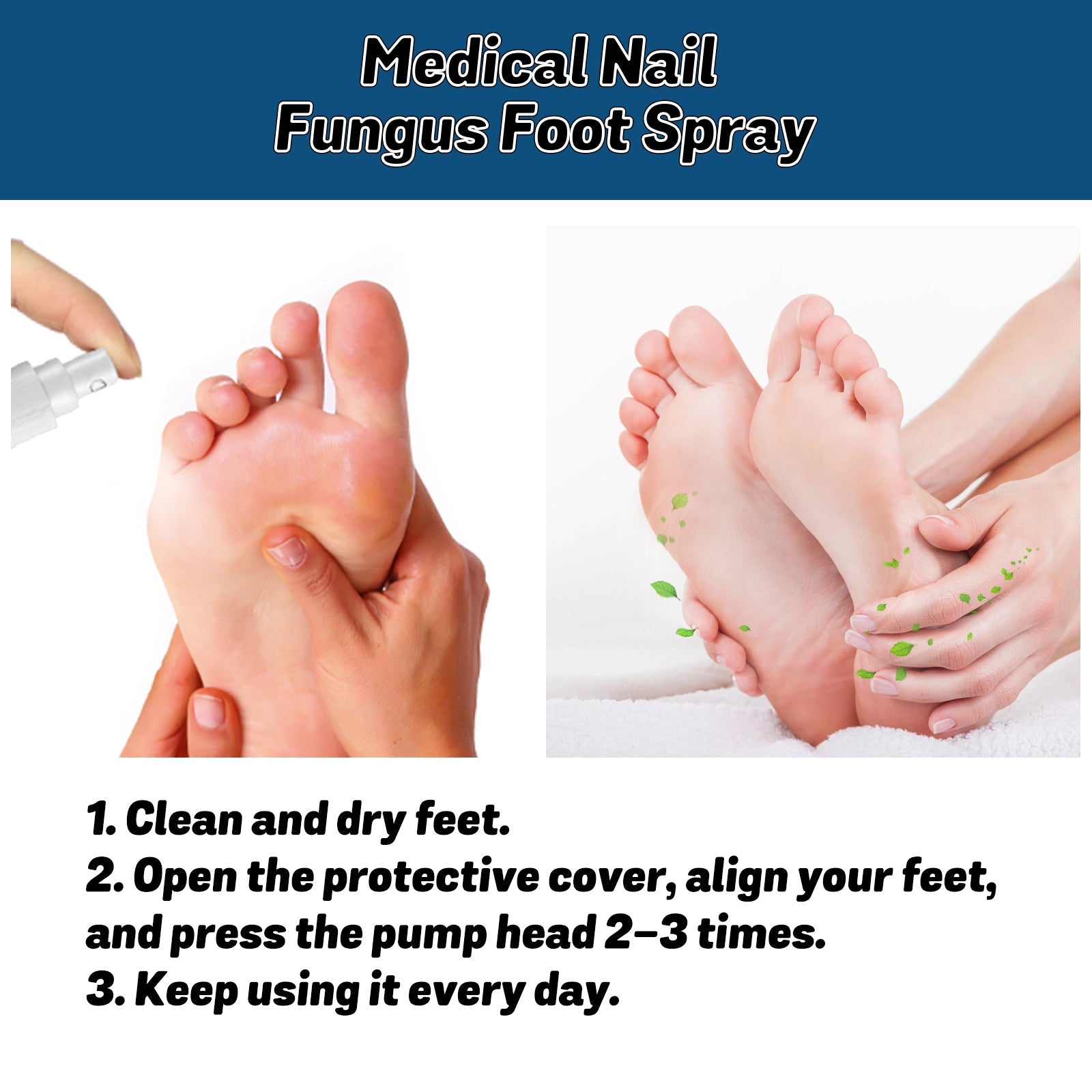 Medical Nail Fungus Foot Spray, Repair Thickening Gray Nail Rot Foot Moisturizing And Cleansing Armor