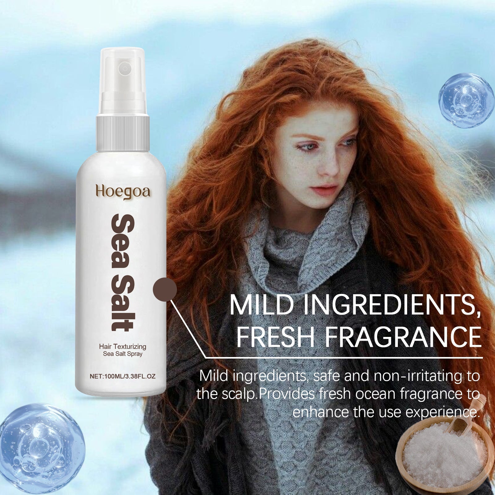 Hair Texturizing Sea Salt Spray, Hair Leave-In Styling Dry Hair Spray Hairspray Refreshing Oil Removal Oil Control Lazy Fluffy Softener Spray