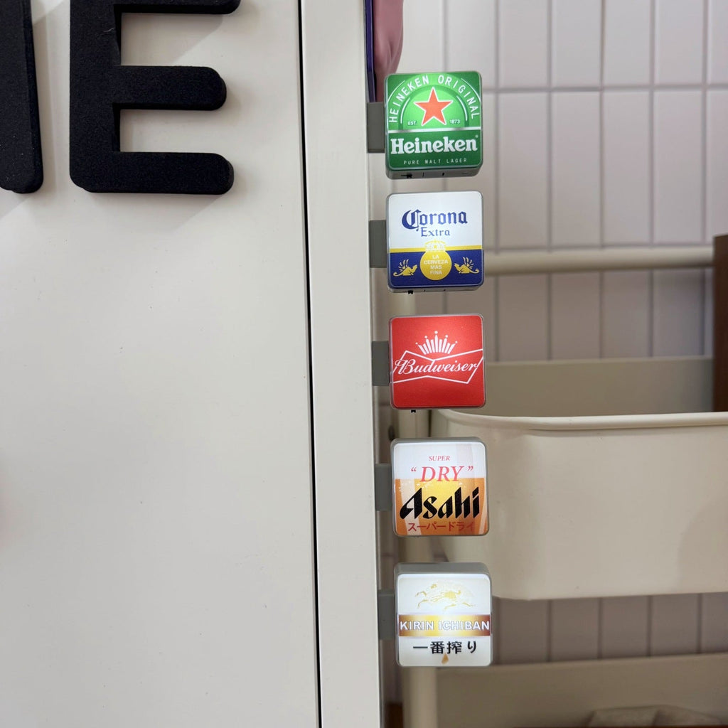 Creative Beer Series Magnetic Attraction Light Sign Fridge Magnet Perforated Board Entrance Door Luminescent Magnetic Decoration Magnetic Sticker